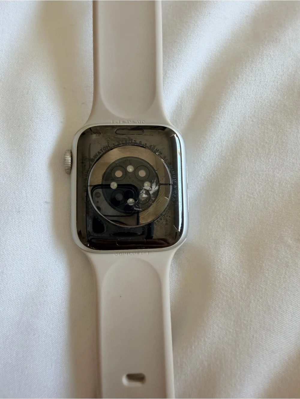 Apple Watch Series 6 with Light Beige Silicone Band
